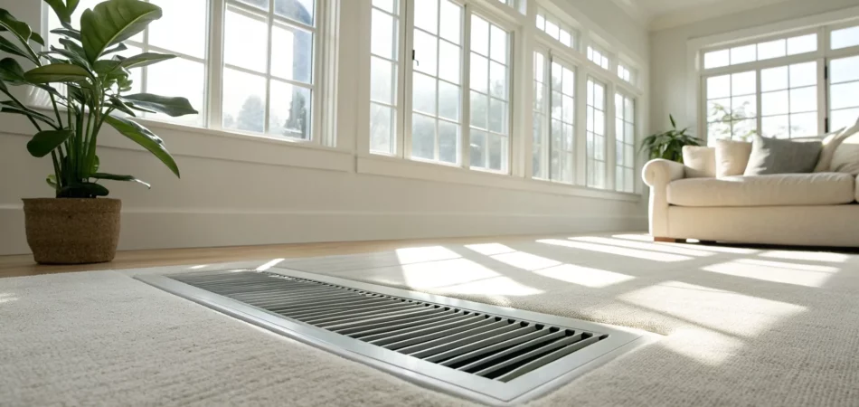 Clean air duct vent in a home after using professional air duct cleaning services near me.