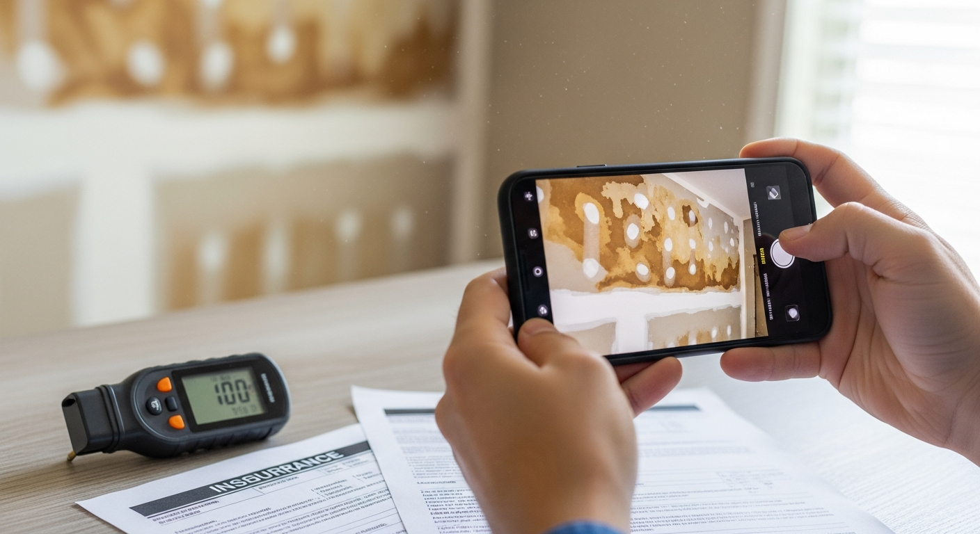 Documenting water damage for insurance claim in Florida home