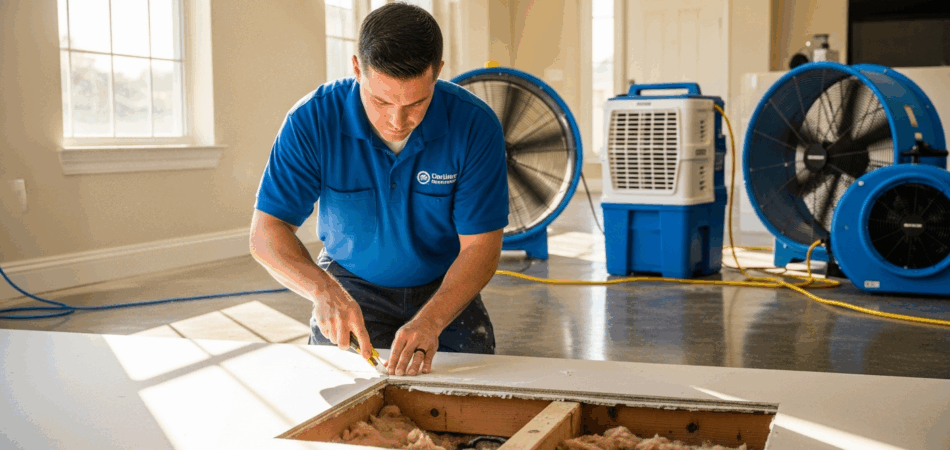 Professional water damage drywall repair in a Tampa Florida home